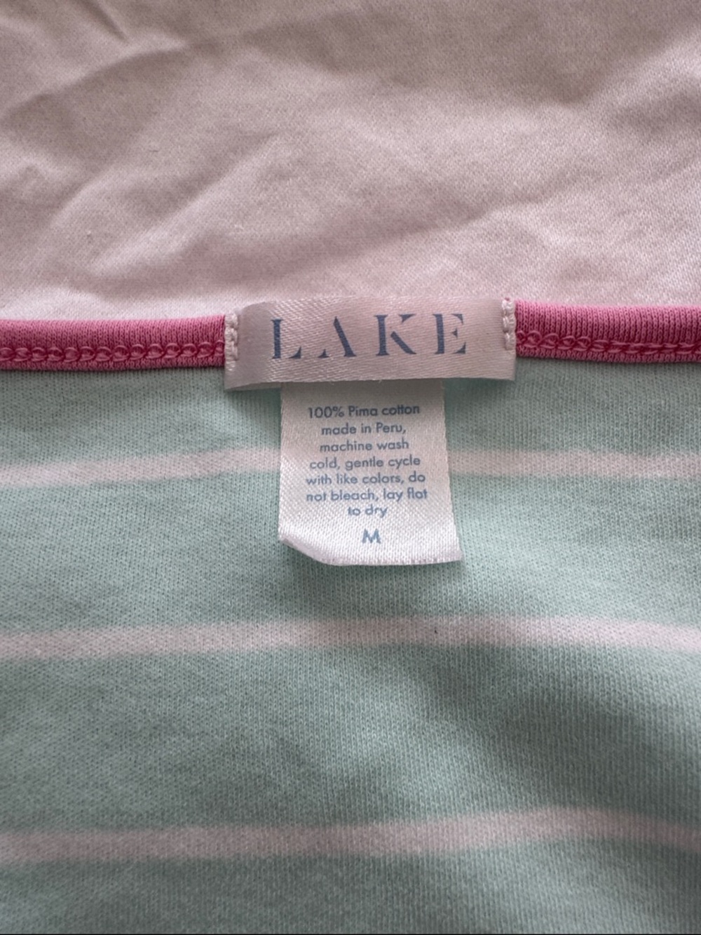 LAKE Mint Green Striped Tank & Short Pajama Set with Pink Trim - Picture 2 of 3